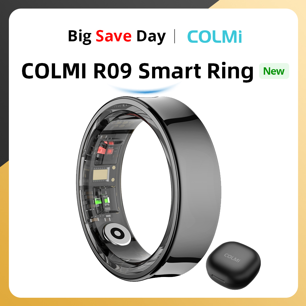 Blood Oxygen Monitor - 2024 COLMI R09 สมาร์ทแหวนผู้ชายผู้หญิงพร้อมเคสชาร์จ,สุขภาพอุณหภูมิร่างกายและ Sleep Monitor