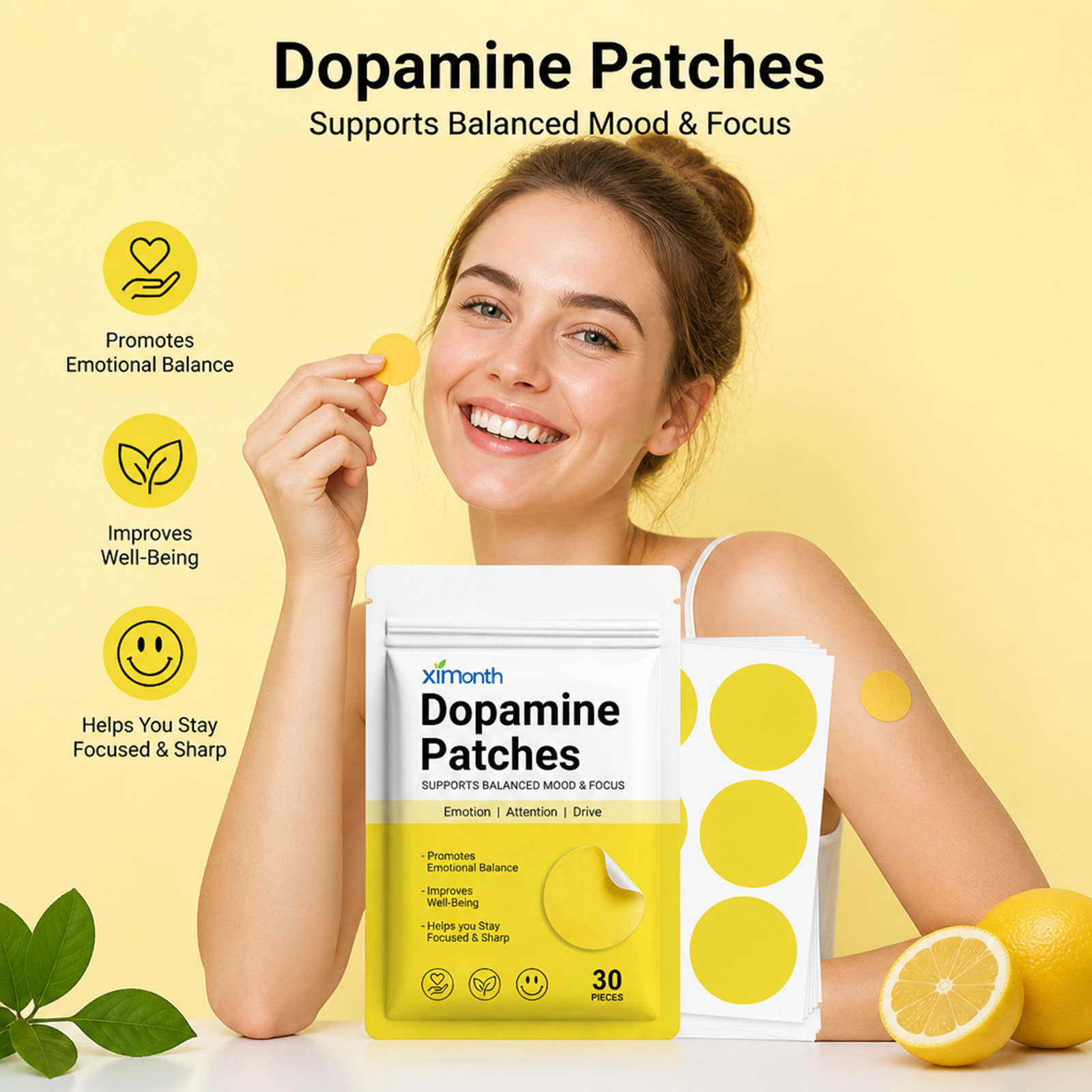 Health Wellness Vitality - แผ่นแปะโดปามีนเพิ่มพลัง กระตุ้นอารมณ์และสมาธิทันที ช่วยเพิ่มความตื่นตัว ดูแลสุขภาพร่างกาย