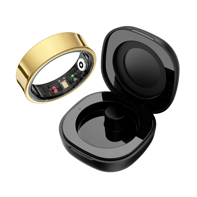 Blood Oxygen Monitor - R09 สมาร์ทแหวนผู้ชายผู้หญิงพร้อมเคสชาร์จ,Heart Rate เลือดออกซิเจน,อุณหภูมิผิว Monitor,5ATM กันน้ําสําหรับ