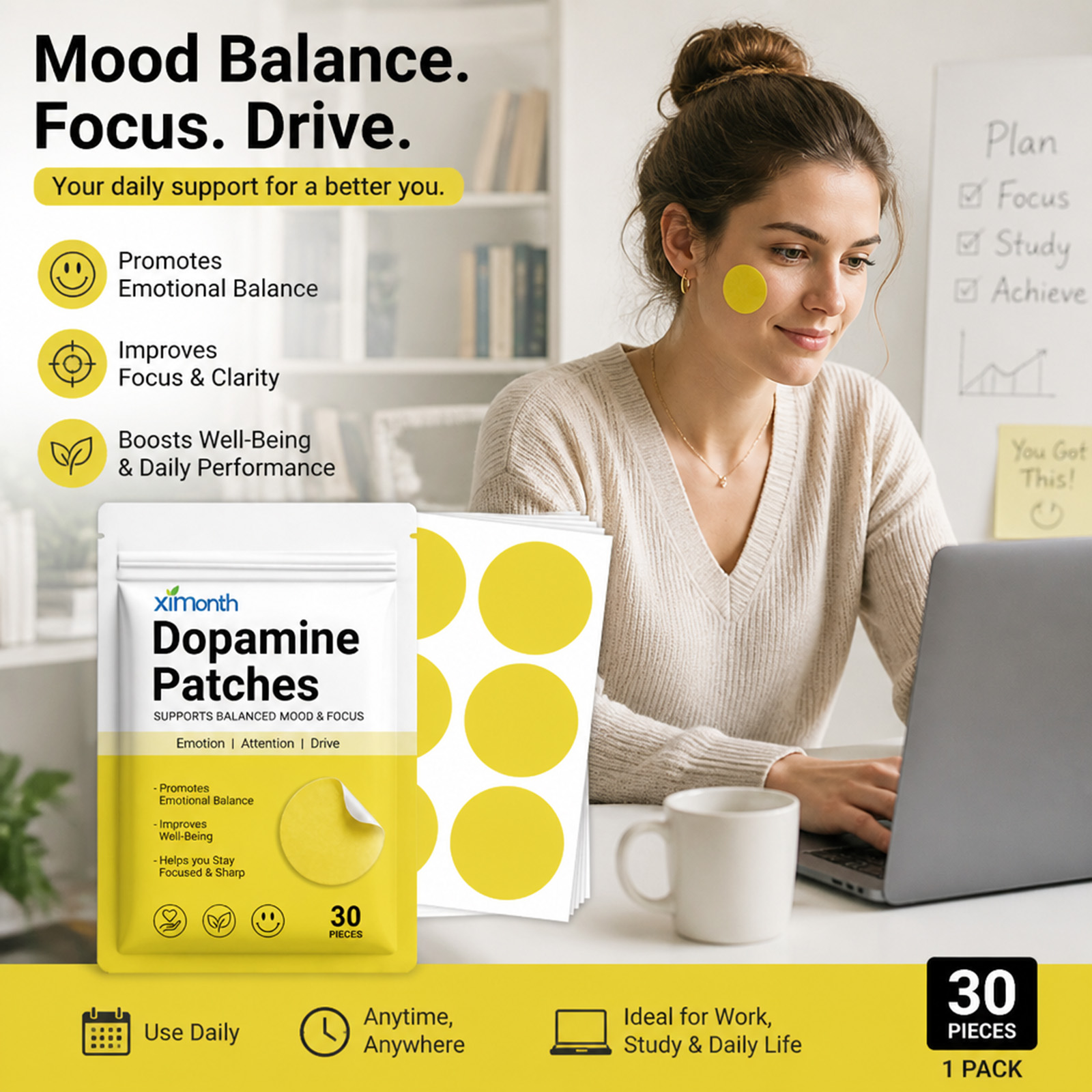 แผ่นแปะโดปามีนเพิ่มพลัง กระตุ้ - Health Wellness Vitality บทวิจารณ์และราคา