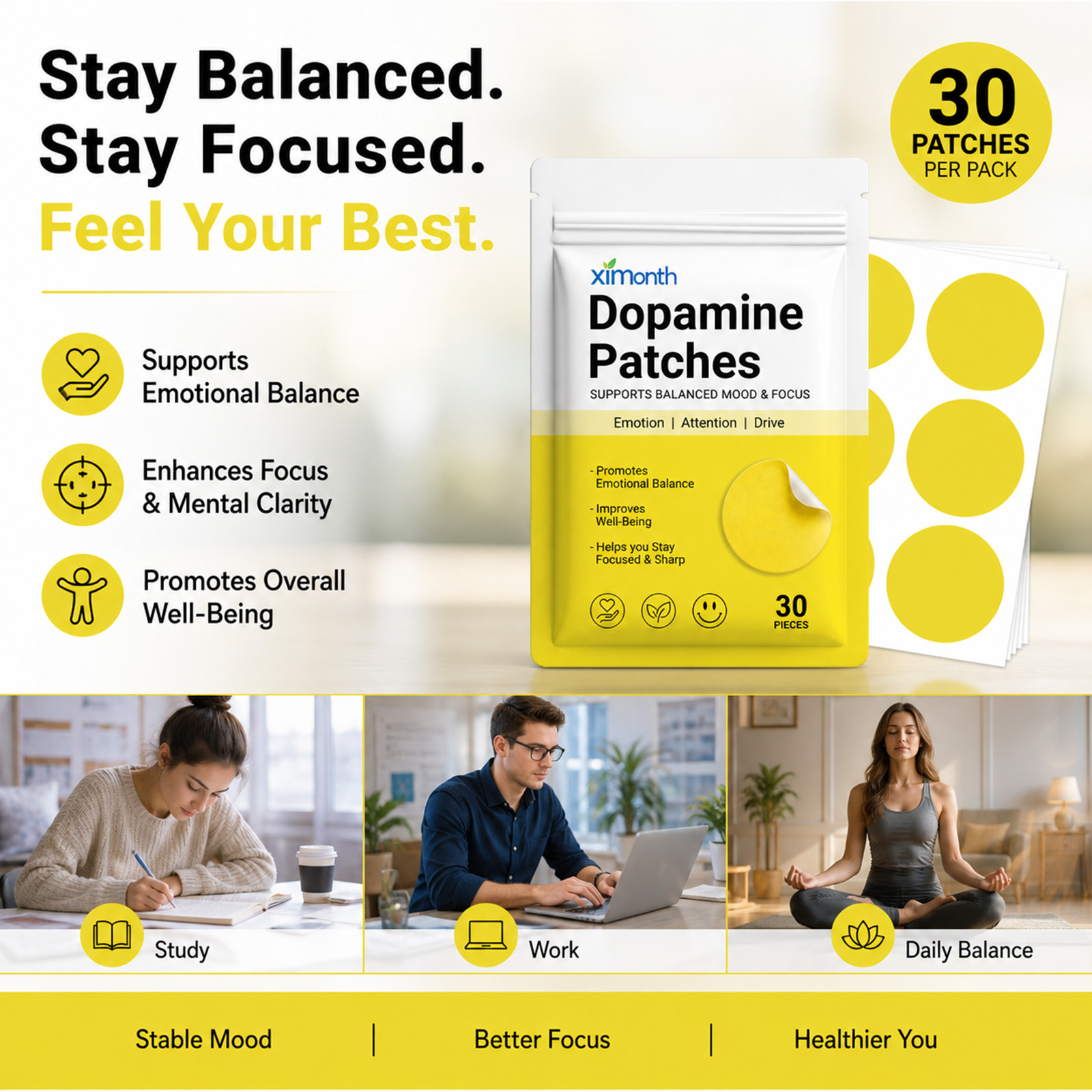 แผ่นแปะโดปามีนเพิ่มพลัง กระตุ้ - Health Wellness Vitality บทวิจารณ์และราคา